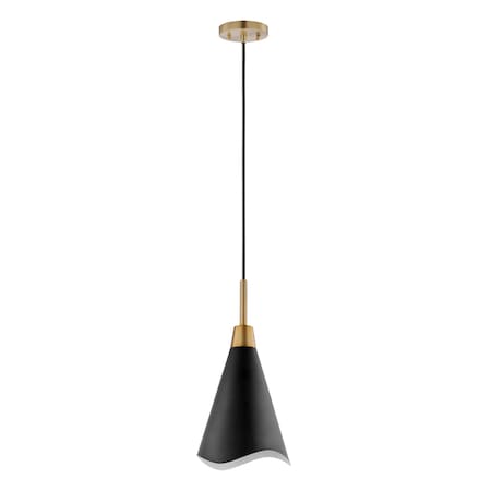 Nuvo Tango 1-Light Small Pendant Matte Black with Burnished Brass 60/7470